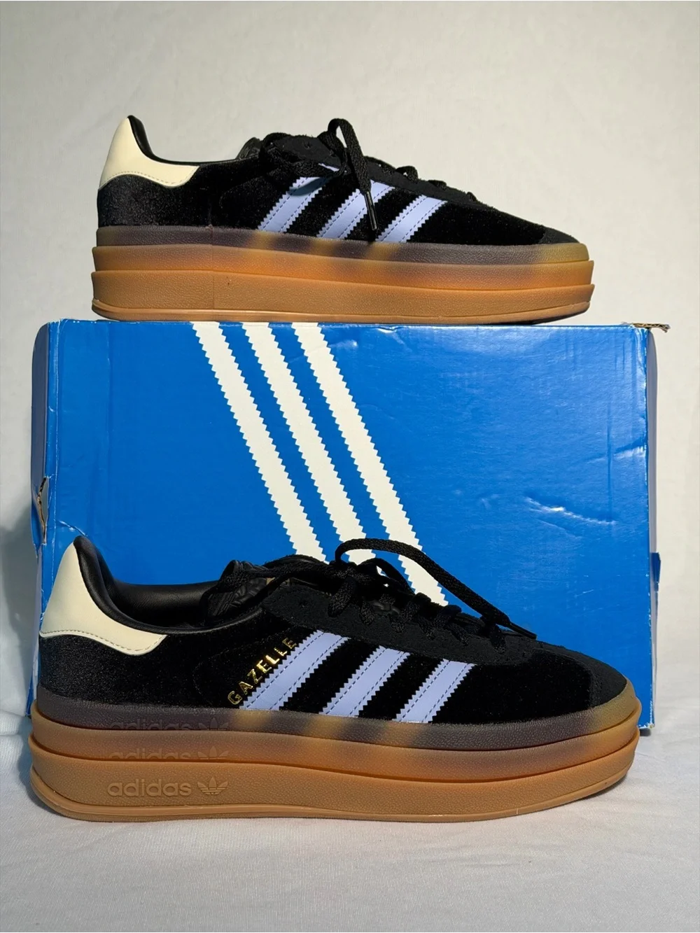 Adidas Gazelle Bold Triple Stack Black Velvet Purple Platform Girls 4.5 Y/W6 NWT